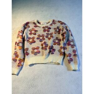 Evsie Girls Floral Knit Sweater‎ Multi Color Crew Neck Pullover Size XS 8